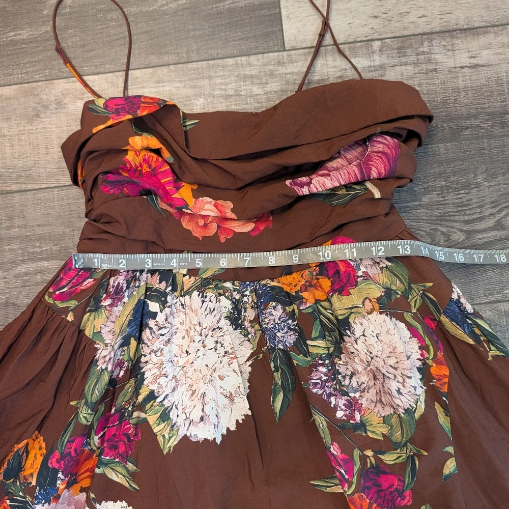 Maeve Floral Brown Mini Dress Size M - Picture 12 of 12